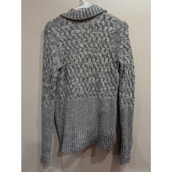 Women's Fisherman style zippered grey knit cardigan sweater by Patty Boutik, L - Picture 4 of 6